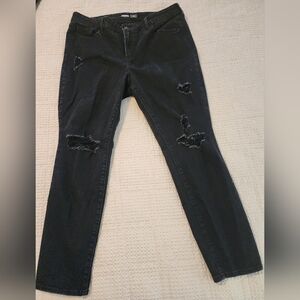 Old Navy Pop Icon Skinny Hi Rise Secret Slim Women's Black Distressed Jeans 18